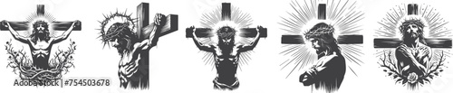 jesus christ on the cross  vector set