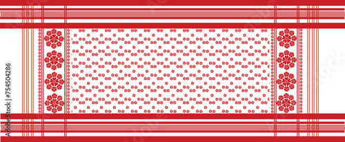 The gamosa, also known as gamusa, holds great cultural significance for the indigenous people of Assam, India. This traditional textile pattern is typically a white rectangular piece of cloth, symboli