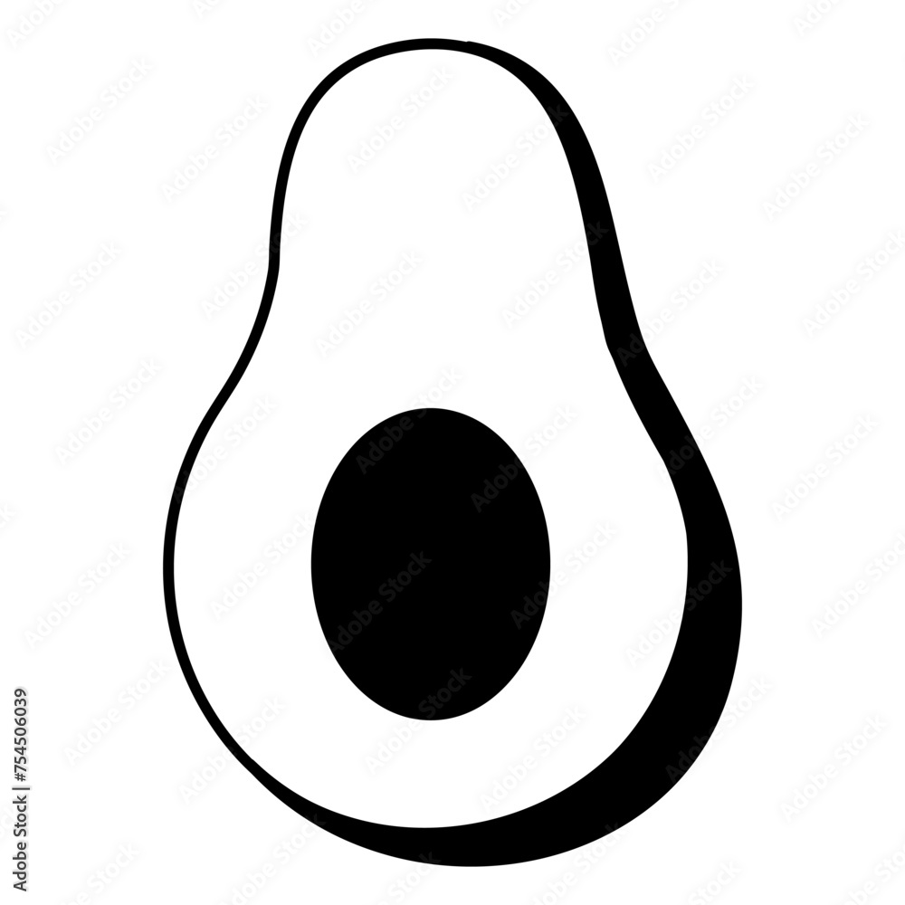 Avocado line icon isolated on white. Vector illustration Avocado line icon isolated on white. Vector illustration