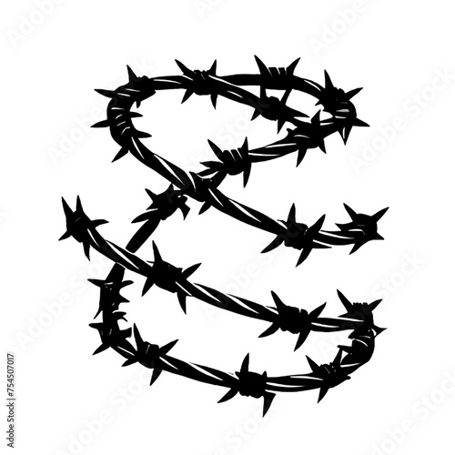 Vector illustration of Steel Black Wire Barbed Fence Frames. Isolated on white background.