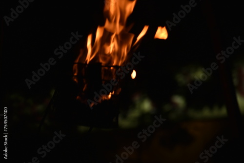 Flames of a coppara torch that lighting in Kandy Esala Perahera at Temple of the Tooth (Sri Dalada Maligawa), Kandy, Sri Lanka. © nuwangarajapaksha