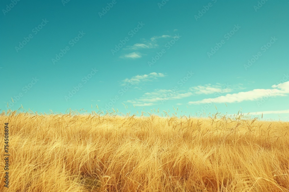 Yellow Wheat Field Under in Ukrainian National flag color blue and yellow