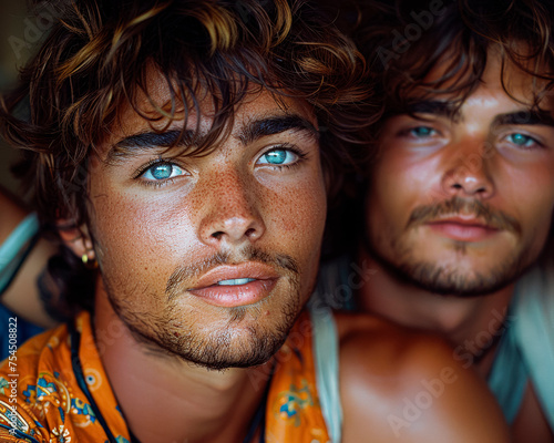 Twin Brothers, Sharing Glances, Tropical Ambience, Dusk, Togetherness photo