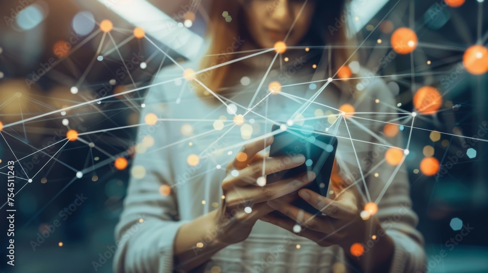 Human hand holding a smartphone with social network symbols on it. Human hand holding a smartphone with social network symbols on it.