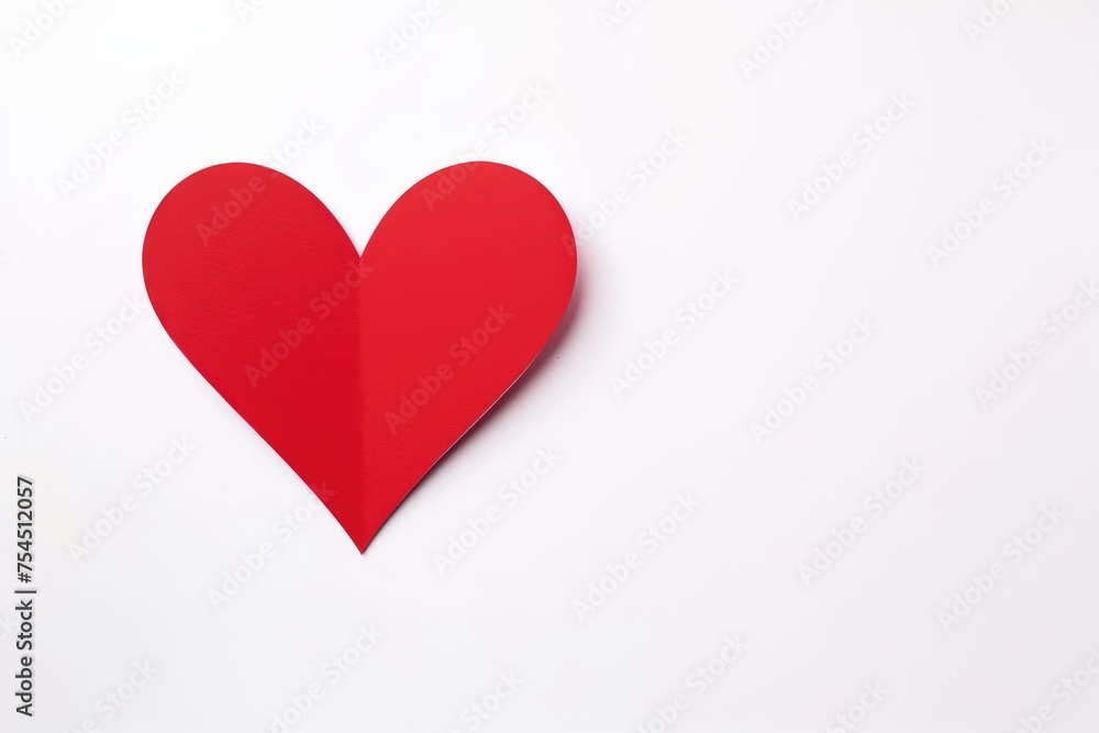 A single red heart centered on a white background, representing love with a minimalist approach.