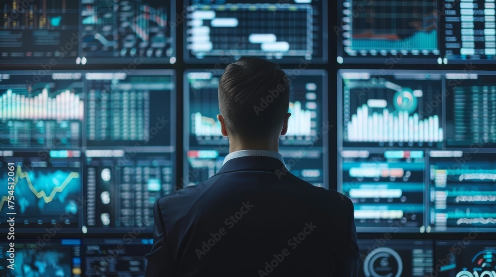 A Business Person With Business Data Analysis On Screen. A Business Person With Business Data Analysis On Screen.