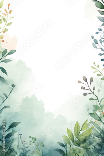 minimal, frame, no text, nature themes, watercolor, Light Background