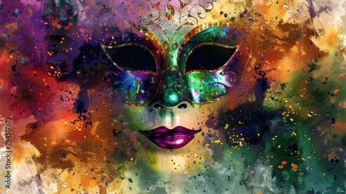Mardi Gras festival with a beautiful watercolor concept. Generate AI image