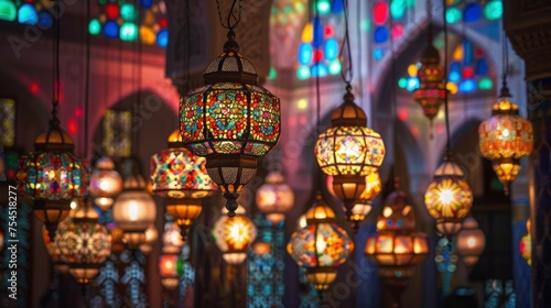 Explore the intricate beauty of Ramadan's decorative arts where intricate patterns and designs adorn mosques and lanterns, weaving a tapestry of color and light that symbolizes the richness of Islamic