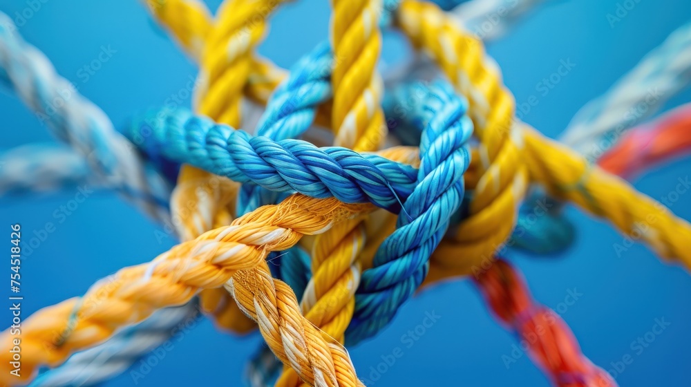 Ropes connected together are interdependent as a symbol of togetherness. Generate AI image Ropes connected together are interdependent as a symbol of togetherness. Generate AI image
