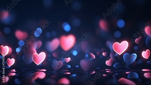 Abstract Dark Gradient Background with Hearts  