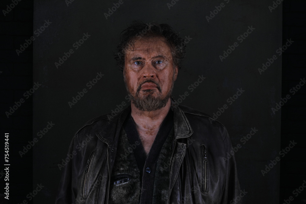 portrait of a dirty poor bearded old man portrait of a dirty poor bearded old man