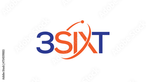 360 degree word and digits combination orange blue vector logo