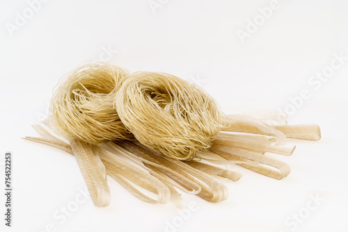 Various sweet potato vermicelli on monochrome background