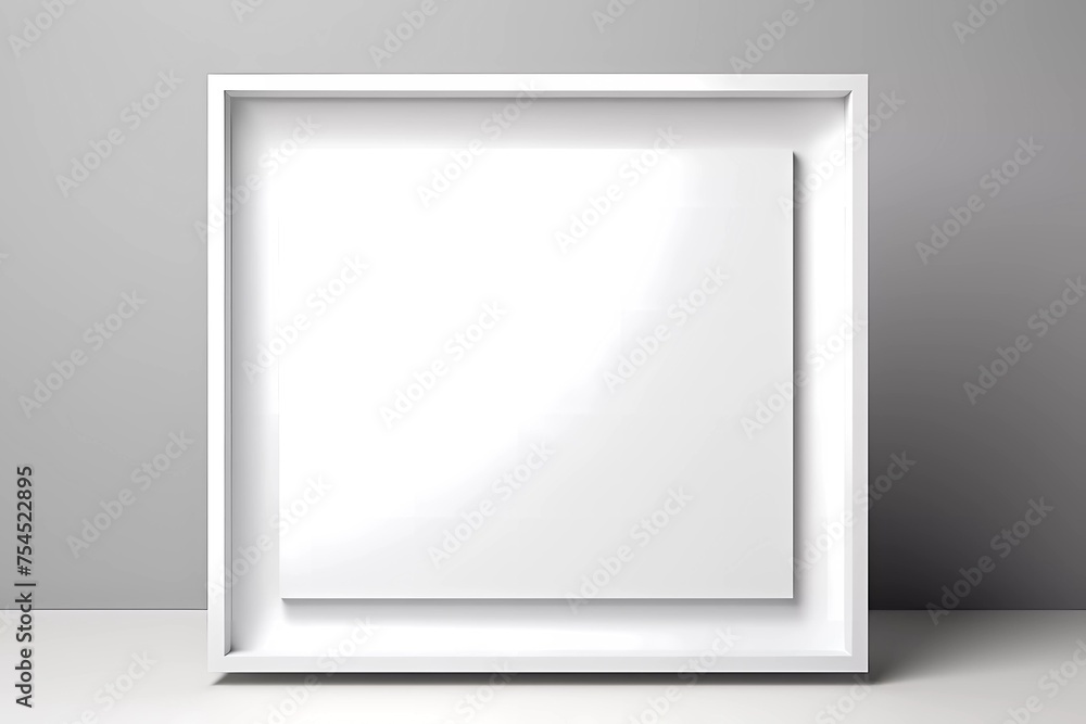 A white framed picture with a white background A white framed picture with a white background