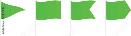 Green flag icon warning danger on small pennant different shapes
