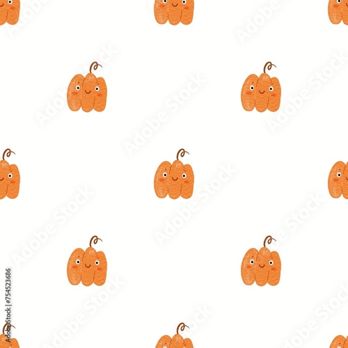 watercolor cute pumpkin seamless pattern
