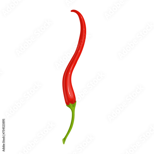 Pod of hot, burning chili pepper. Ripe vegetables. Vector graphics