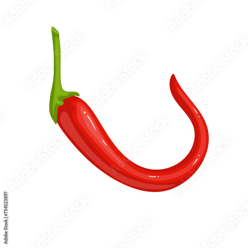 Pod of hot, burning chili pepper. Ripe vegetables. Vector graphics
