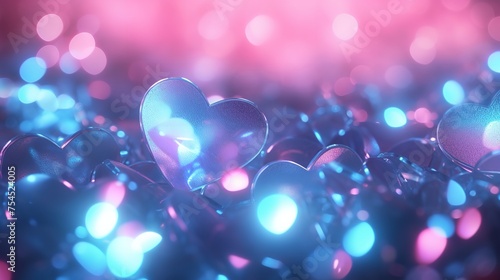 Blue and Pink Glitter Vintage Lights Background