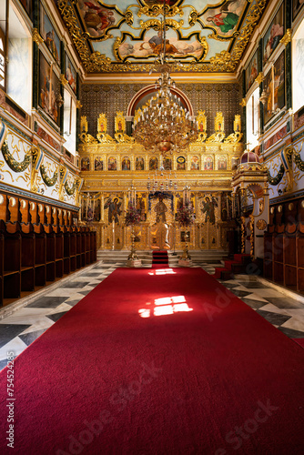 Obraz na płótnie Zakynthos, Greece - September 22, 2022: Inside the Church of Saint Nicholas of Mole on Solomos Square on Zakynthos town of Zante island in Greece w salonie