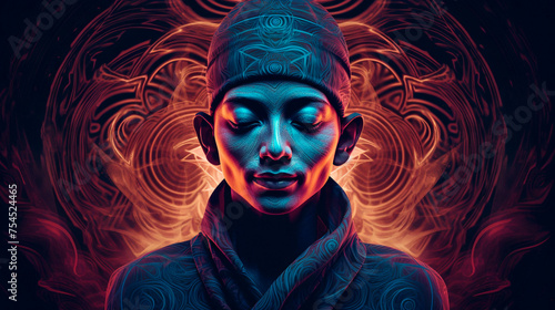 a statue of a woman with her eyes closed and a hat on her head