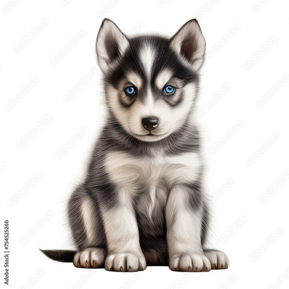 Portrait of a Cute Siberian Husky Puppy with Blue Eyes
Portrait of a Cute Siberian Husky Puppy with Blue Eyes