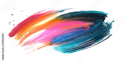 A vibrant, multicolored brush stroke on a textured background photo