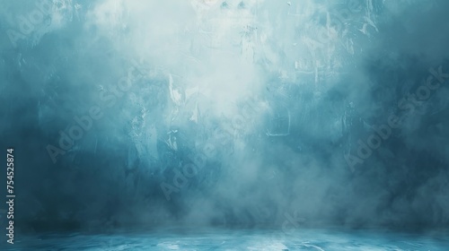 Abstract blue ice texture background for cool winter designs. Mysterious frozen surface with foggy ambiance for fantasy settings. Artistic icy backdrop conveying chill and frost concepts.