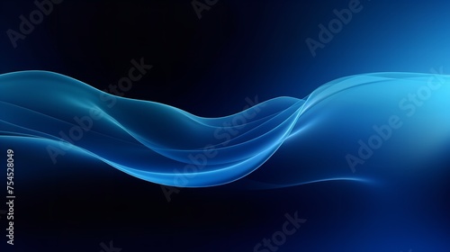 Dark Blue Abstract Color Gradient Wave on Black