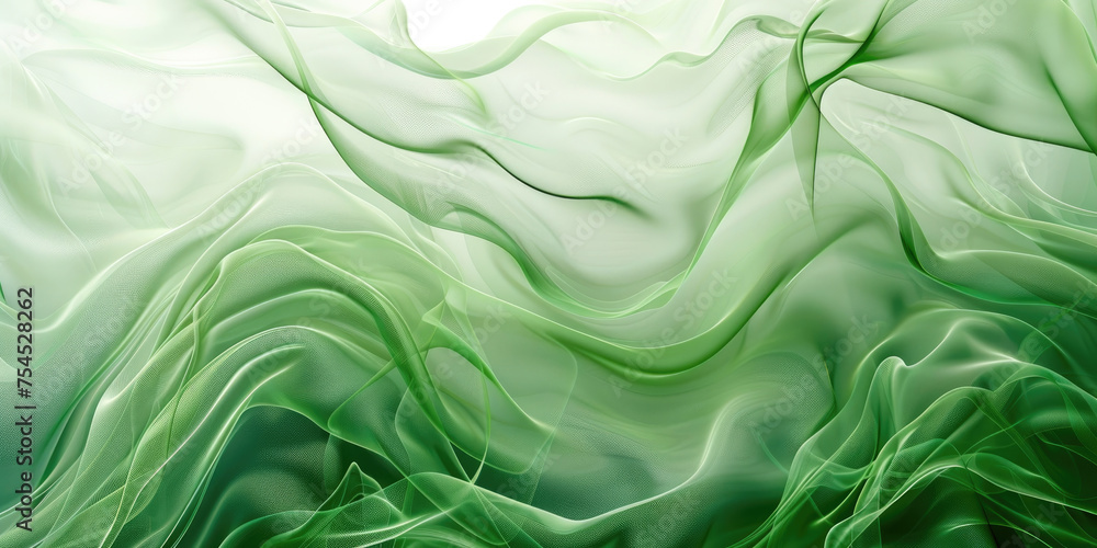 Fototapeta premium Soft green fabric gently waving in a softly lit studio.