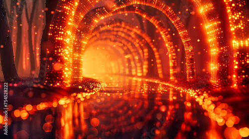 Colorful Light Tunnel, Abstract Futuristic Design, Glowing and Bright Technology Concept, Motion and Speed