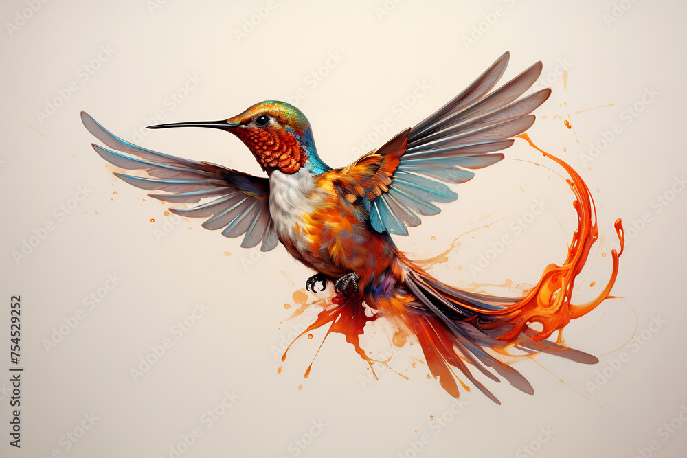 Obraz premium Vibrant Hummingbird in Flight Art