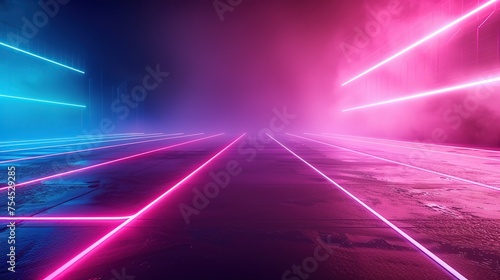 abstract sport background adorned with neon-lit 3D shapes in dynamic colors of neon light