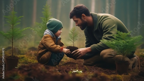 Father_and_Son_Planting_Young_Sprout_Together