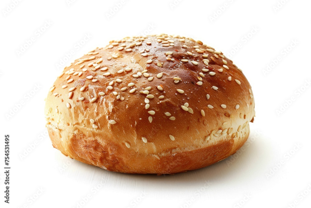 Closeup of Isolated Hamburger Bun with Beef Patty on White Background Closeup of Isolated Hamburger Bun with Beef Patty on White Background