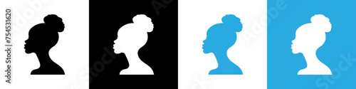 Female profile. A profile of an african-american woman. Black silhouette of a woman or girl. Beauty industry. Cosmetics, hairstyles and fashion concept. Modeling. Vector