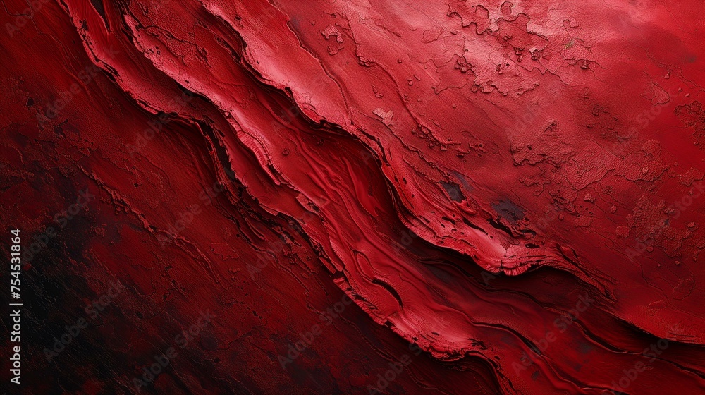 Red Textured Abstract Liquid Art - obrazy, fototapety, plakaty 