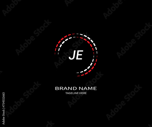 JE LETTER LOGO Design ONE BLACK BACKGROUND photo