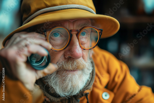 senior traveling man wearing a hat © Irina