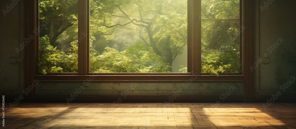 A room featuring a large window that overlooks a garden, with a wooden floor and ample space for furniture. The room appears bright and airy due to the natural light streaming in through the window. A room featuring a large window that overlooks a garden, with a wooden floor and ample space for furniture. The room appears bright and airy due to the natural light streaming in through the window.