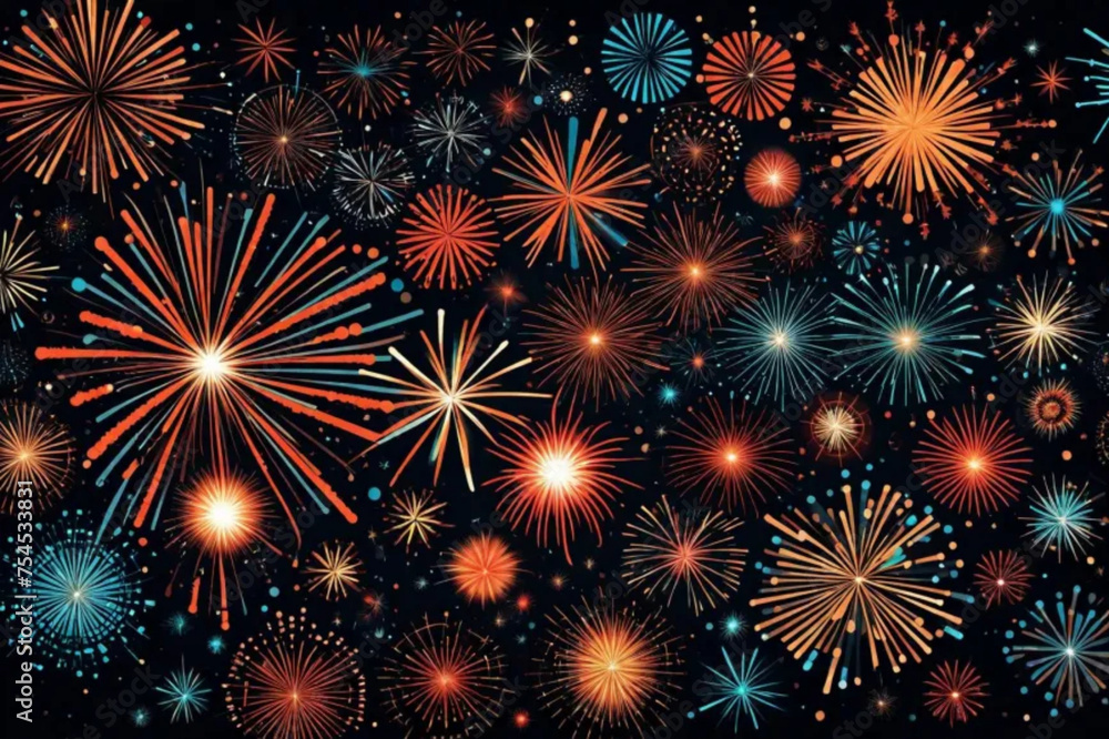 Naklejka premium fireworks on the night sky