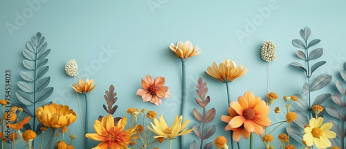 spring background with flowers and copy space