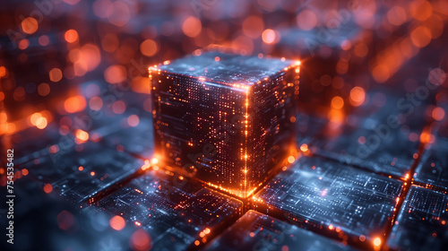 digital technological abstract blockchain cubes