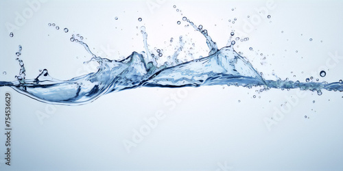 Water splash with bubbles on a white background.