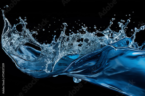 Fluid Dance of Water Drops on Deep Blue