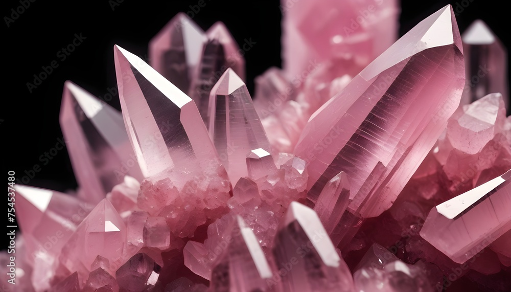 Pink quartz crystals macro Pink quartz crystals macro