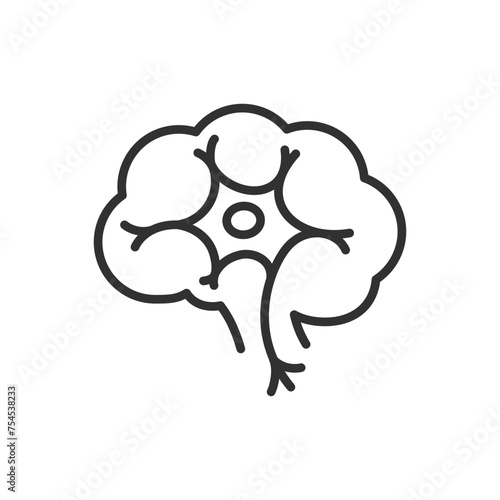 The nervous system, linear icon. Brain and neuron. Line with editable stroke