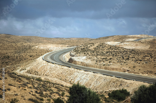 Mountain road near Toujane Berber village near Matmata city, Kebili Governorate, Tunisia