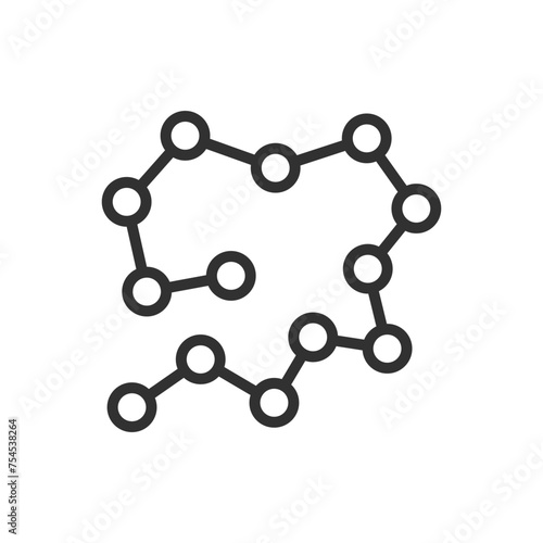 Chemical structure, linear icon, chemical substance of their chemical elements. Line with editable stroke